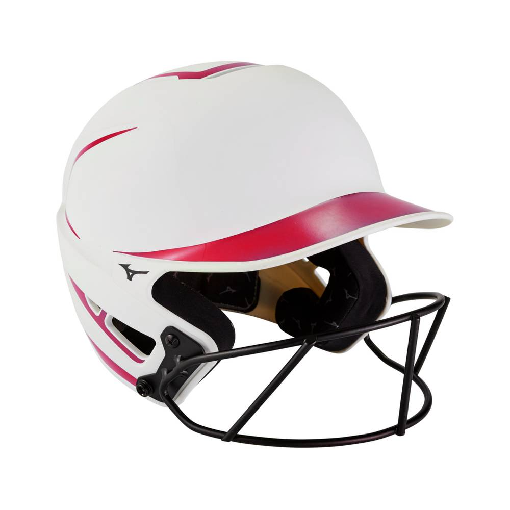 Capacete Mizuno F6 Fastpitch Softball Batting - Mulher - Branco/Vermelhas - IJHEB1748